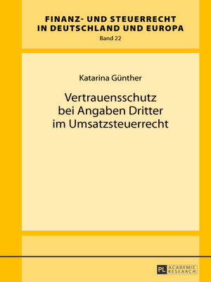 cover image of Vertrauensschutz bei Angaben Dritter im Umsatzsteuerrecht
